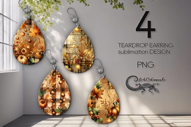 Autumn vibes | fall Teardrop earring sublimation designs P2