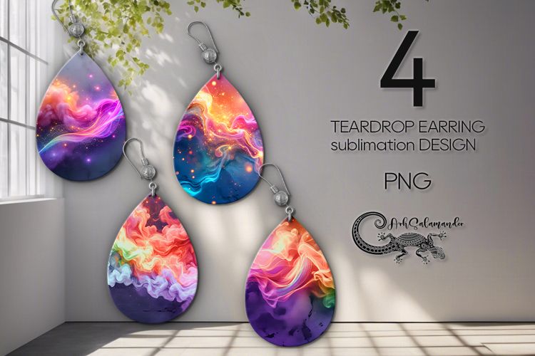 Abstract rainbow background | Teardrop earring sublimation