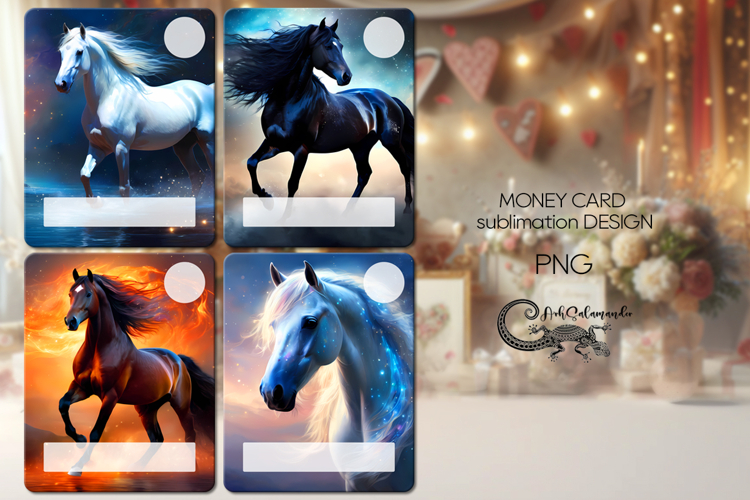 Horse | 4 Money Card Sublimation designs PLUS2