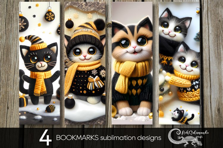 Christmas cat | cute Xmas bookmarks sublimation design PL