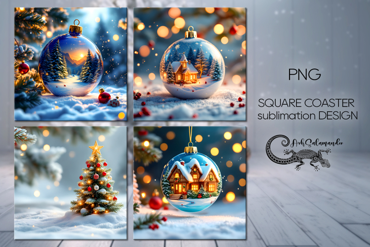New year moods | xmas square coaster sublimation design P2