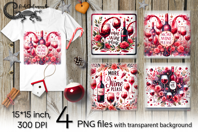 Wine inscriptions | 4 funny PNG Sublimation designs P2