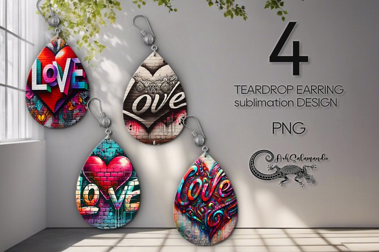 Valentine inscription | sublimation teardrop earring PL2