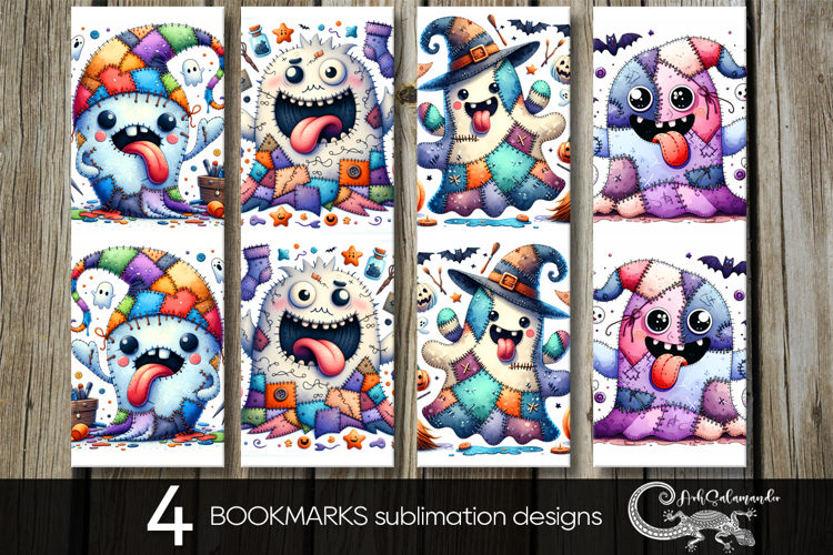 Halloween patchwork | 4 bookmarks sublimation designs P2