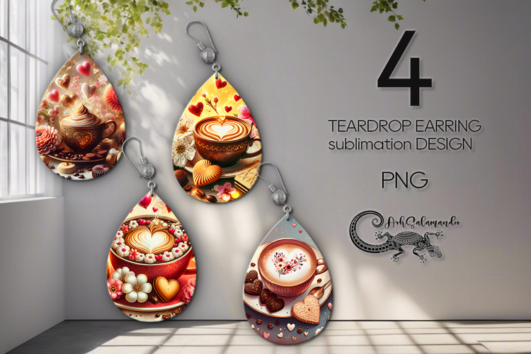 Coffee is my love | Teardrop earring Sublimation design PL2