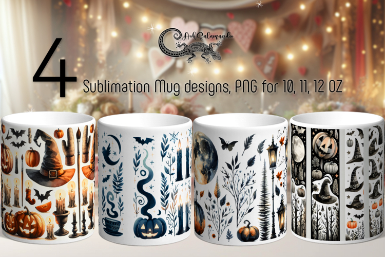 Halloween brushstroke | 4 spooky Sublimation Mug design P2