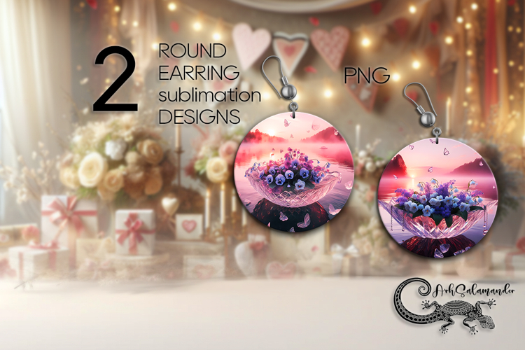 Fantasy sunset | Magic Round earring Sublimation design PL2