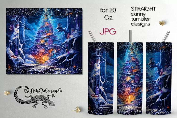 Futuristic Christmas | Xmas Sublimation tumbler design PLUS2