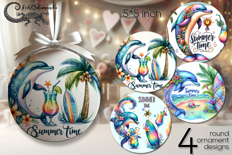 Beach, summer time | round ornaments sublimation design P2