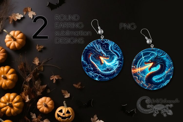 Chinese Dragon | mystic Round earring Sublimation design PL2