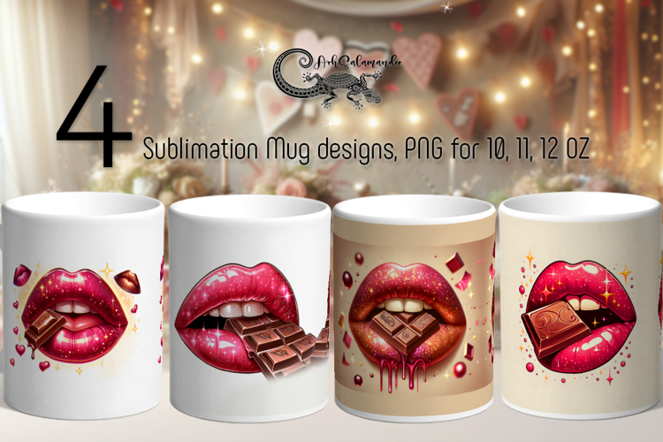 Valentine lips | 4 Valentine Sublimation Mug designs P2