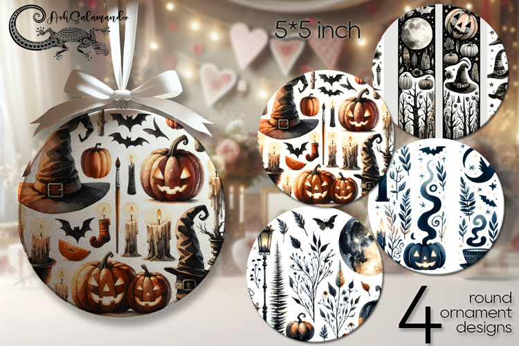 Halloween brushstroke | round ornaments sublimation design P