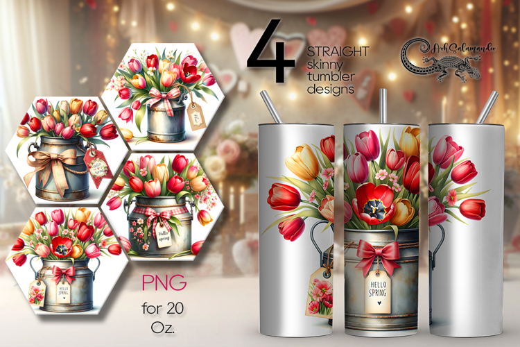 Hello Spring | 4 Skinny tumbler Sublimation designs P2