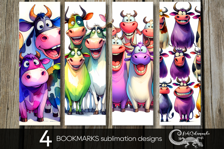 Funny animals | 4 cartoon bookmarks sublimation designs P2