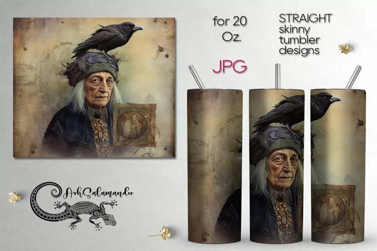 Old gothic crow | Vintage Sublimation skinny tumbler PLUS2