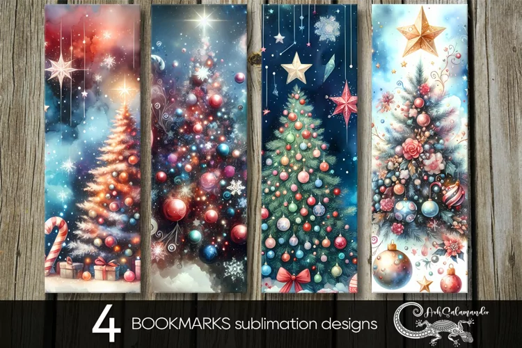 Celestial Christmas | Xmas bookmarks sublimation design PL