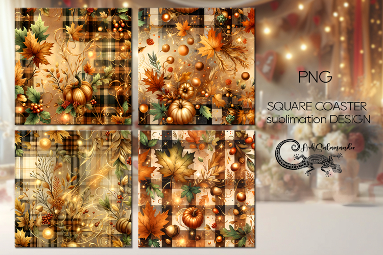 Abstract Autumn | fall square coaster sublimation design P2