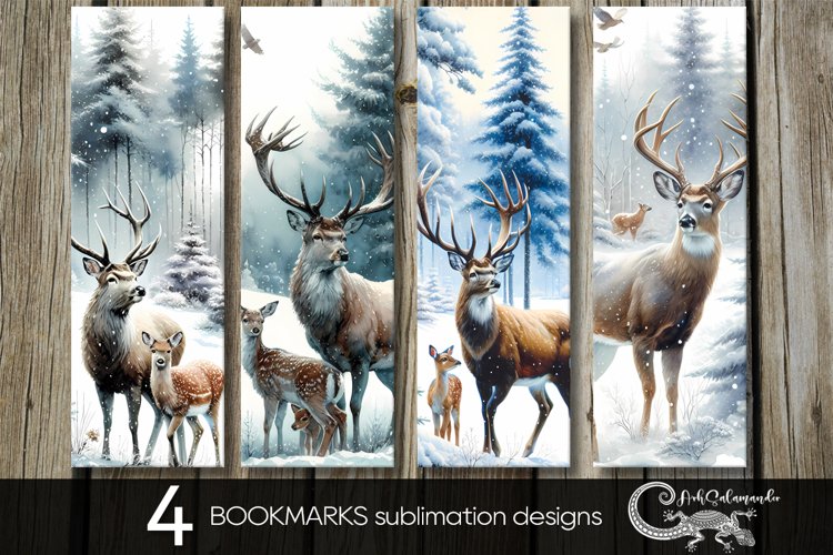 Christmas deer | Xmas bookmarks sublimation design PL