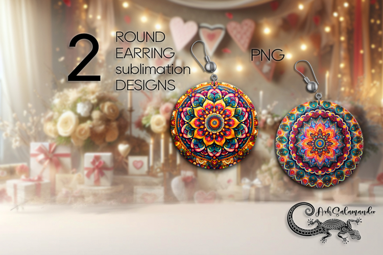 Pastel mandala | Round earrings sublimation design PL2