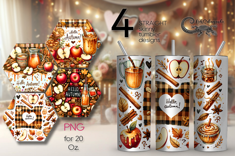 Autumn vibes | 4 fall Skinny Tumbler Sublimation designs P2