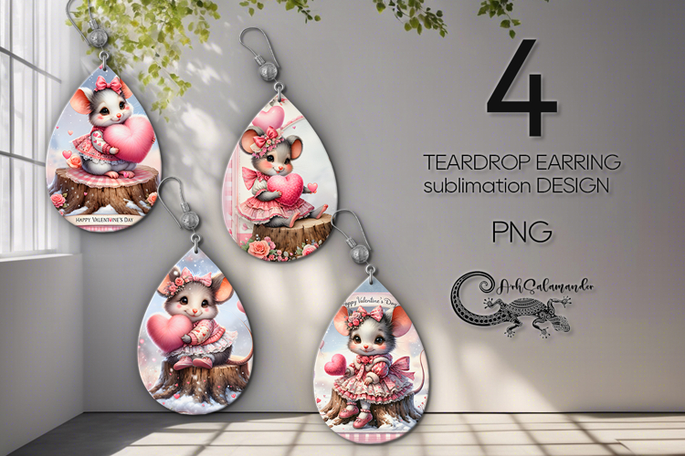 Valentine mouse | 4 love teardrop earring designs PL