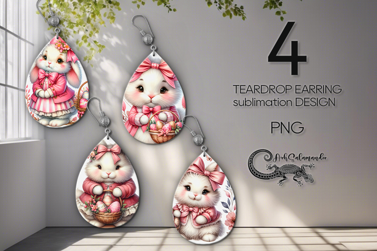 Easter Rabbit | Teardrop Earring Sublimation design P2