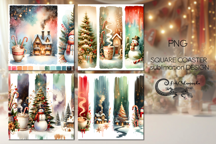 Christmas brushstroke | xmas square coaster sublimation P2