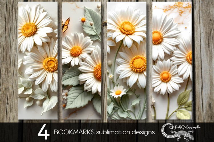 3d spring flowers | 4 bookmarks sublimation designs PLUS2