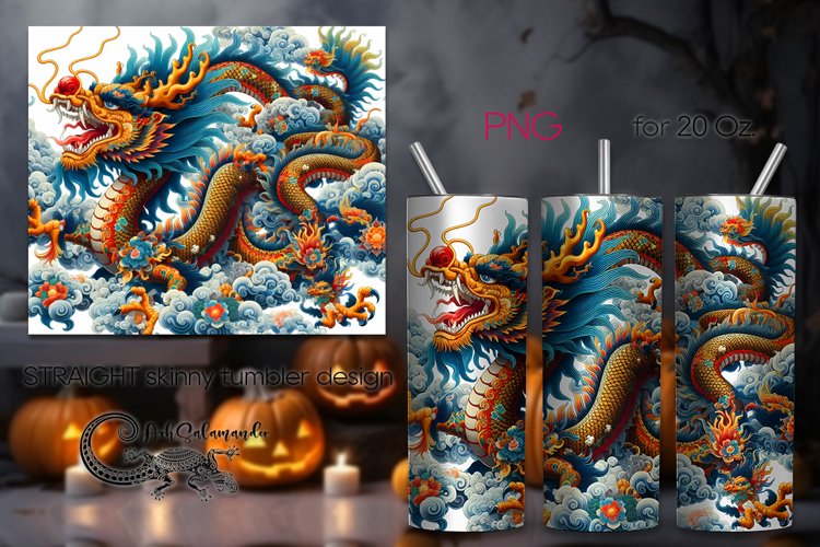 Chinese dragon | Retro Skinny tumbler sublimation design PL2
