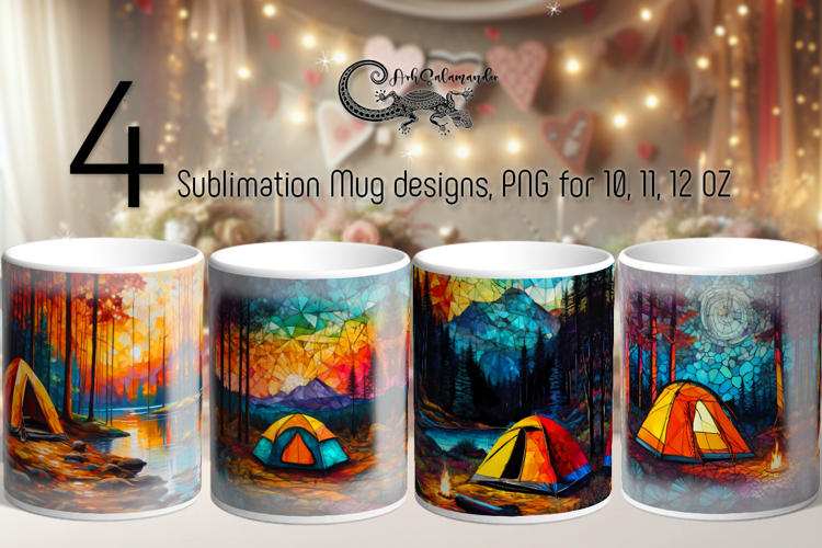 Tent in forest | 4 summer Mug Sublimation design PL2