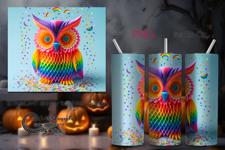 3D papercut Owl | skinny tumbler Sublimation design PLUS2
