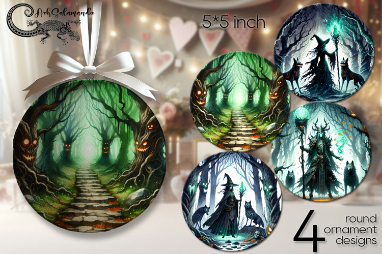 Halloween landscape | round ornaments sublimation designs P2
