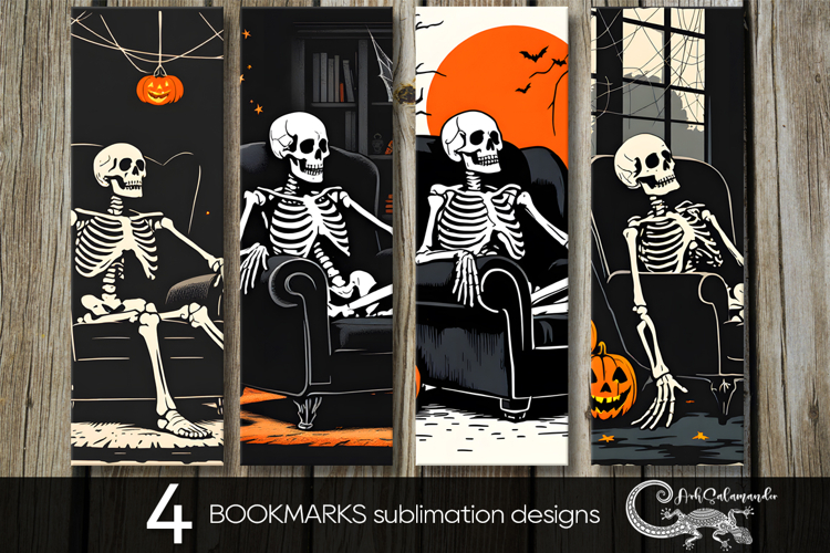 Vintage Halloween | 4 retro bookmarks sublimation designs P2