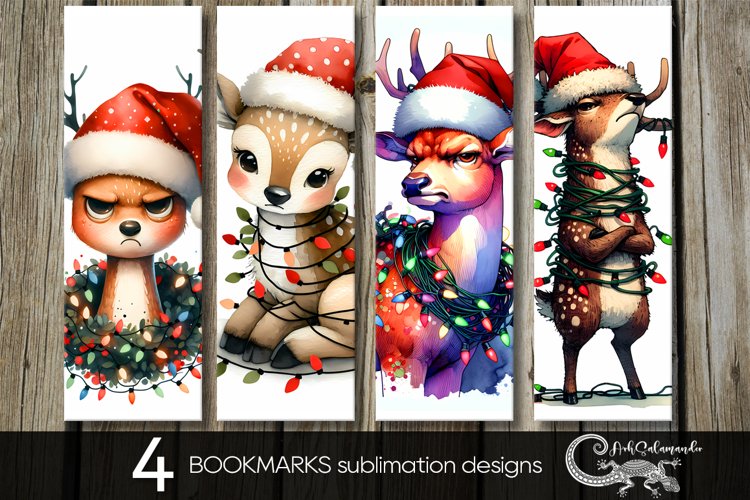 Christmas deer | funny Xmas bookmarks sublimation design PL2