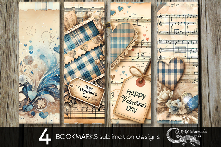 Valentine music | retro bookmarks sublimation design PLUS2