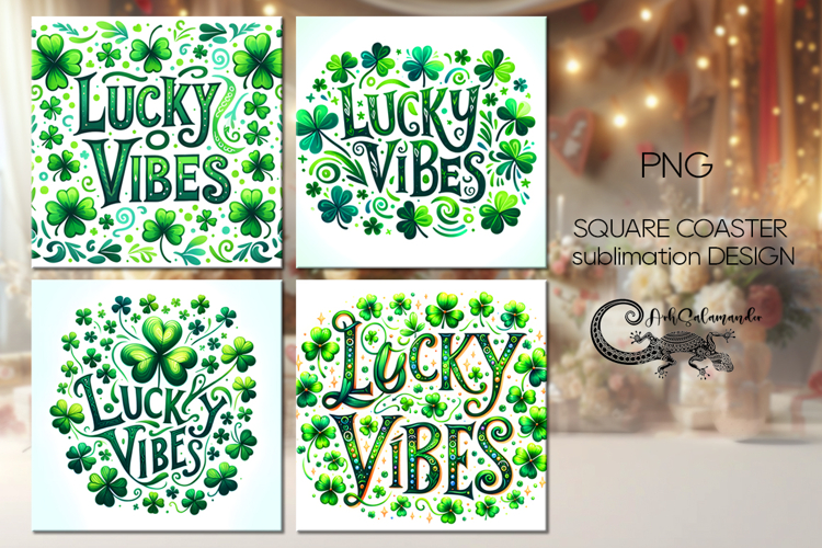 St. Patricks day vibes | 4 square coaster sublimation P2