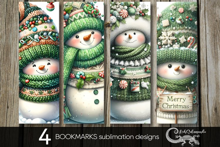 Christmas snowman | 4 cute Xmas bookmarks sublimation PL2