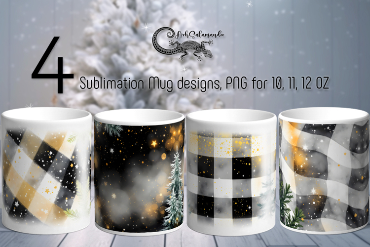 Christmas plaid | 4 vintage Sublimation Mug design PLUS2