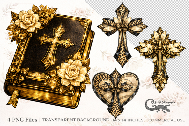 Leopard Faith Boutique Clipart | 4 PNG sublimation designs