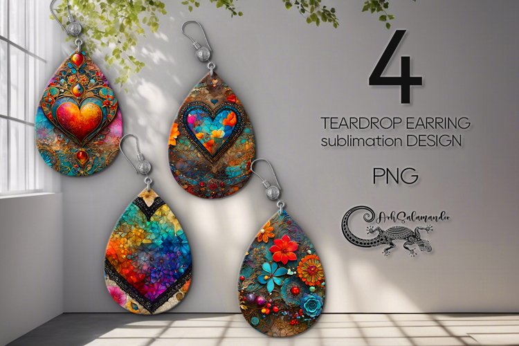 Vintage Hearts Sublimation | love teardrop earring designs 2