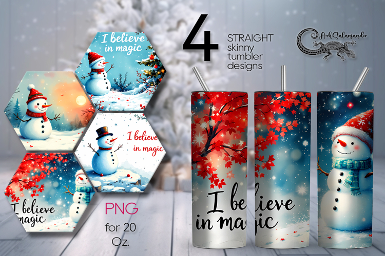 Christmas snowman card | Skinny tumbler sublimation design P