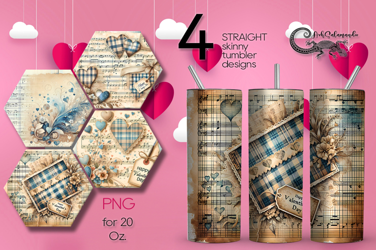 Vintage Music | 4 Love Skinny Tumbler Sublimation Designs P2
