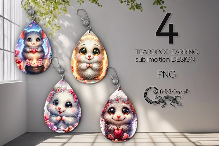Valentine mouse | teardrop earring sublimation