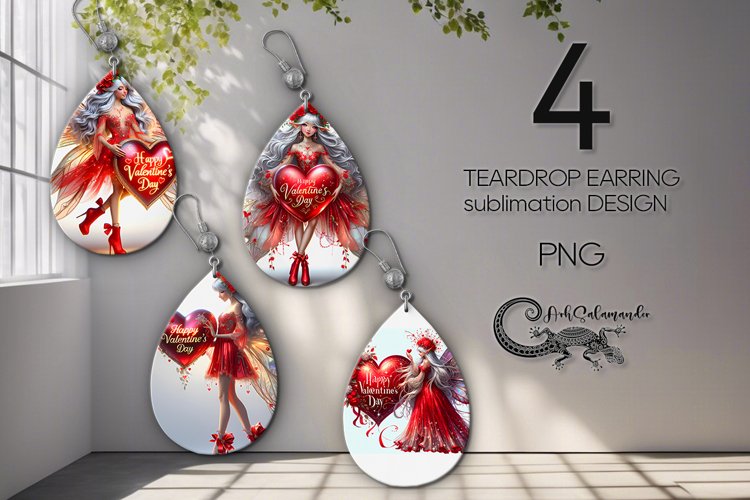 Valentine fairy | love sublimation teardrop earring PL2