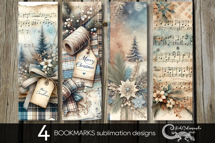 Vintage Christmas | Xmas bookmarks sublimation design PL2
