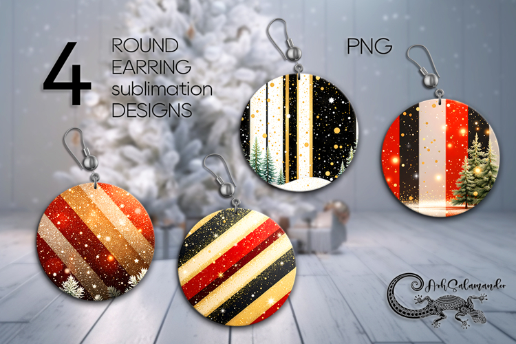 Christmas Milky Way | Round earrings sublimation design P2