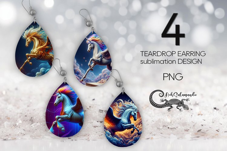 Pegasus | Fantasy Teardrop earring Sublimation design PLUS2