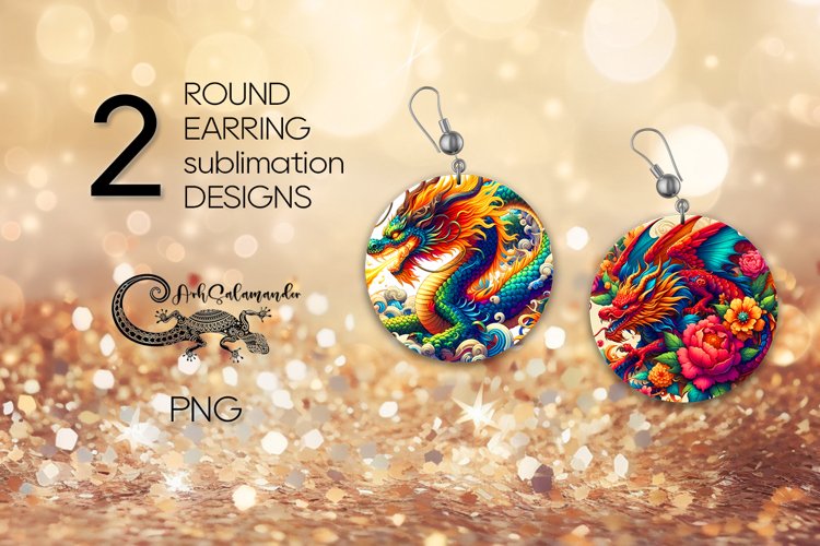 Chinese Dragon | Round earring magic Sublimation design PL2