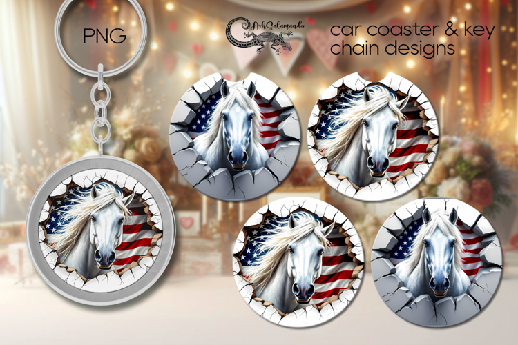 Horse & wall | style Car coaster & key chain sublimation PL2