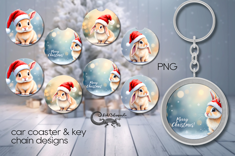Christmas toys | 4 xmas Car coaster & 4 key chain designs P2